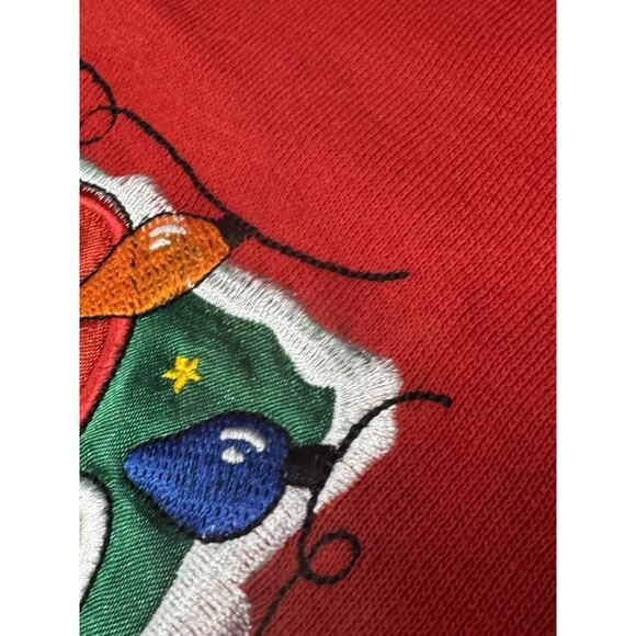 Vintage Nutcracker Red 1X Embroidered Santa Happy Holiday! Christmas Sweatshirt - Picture 6 of 12